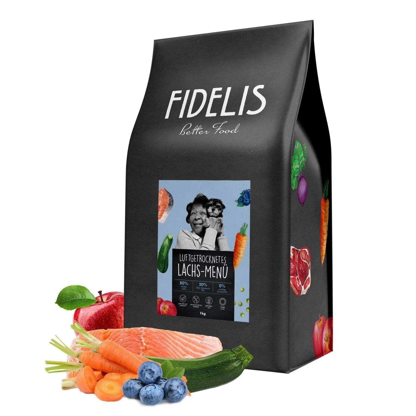 FIDELIS Air dried džiovintas maistas su lašiša, 1 kg.