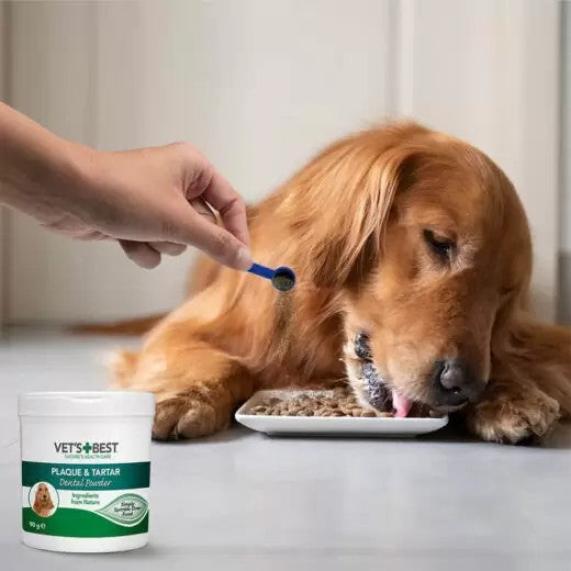VET'S BEST DANTŲ PUDRA ŠUNIMS - DANTŲ VALYMUI IR GAIVIAM KVAPUI, 90g.