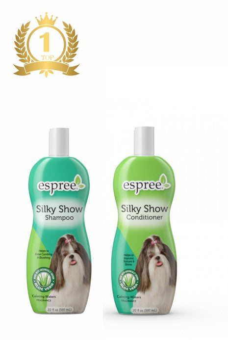 POPULIARIAUSIAS! Espree Silky Show šampūnas ir kondicionierius su šilko proteinais švelniam kailiui 2x355ml